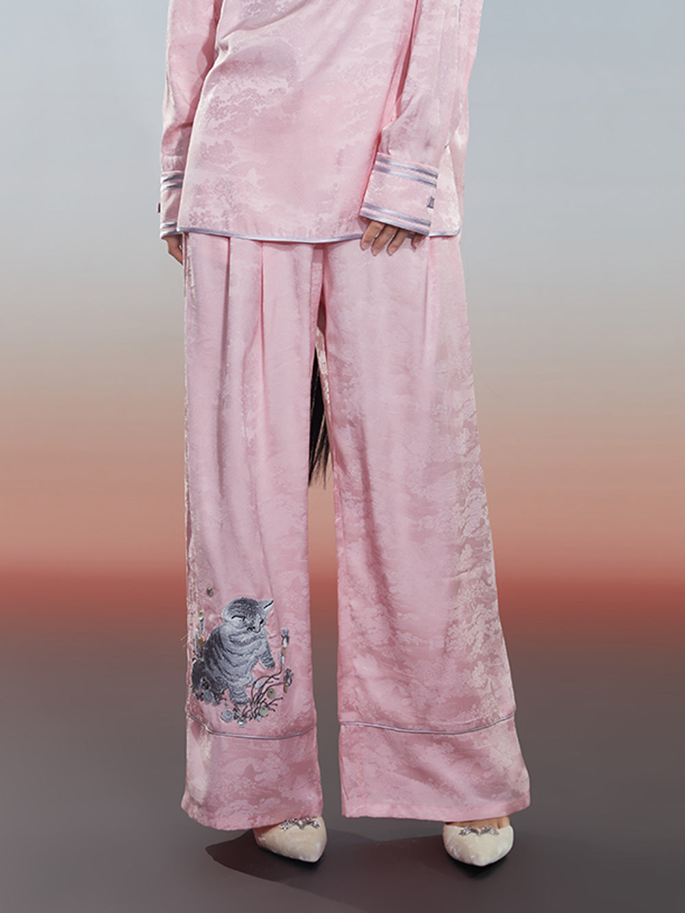 MUKZIN Pink Jacquard Loose New Arrival Durable Pants