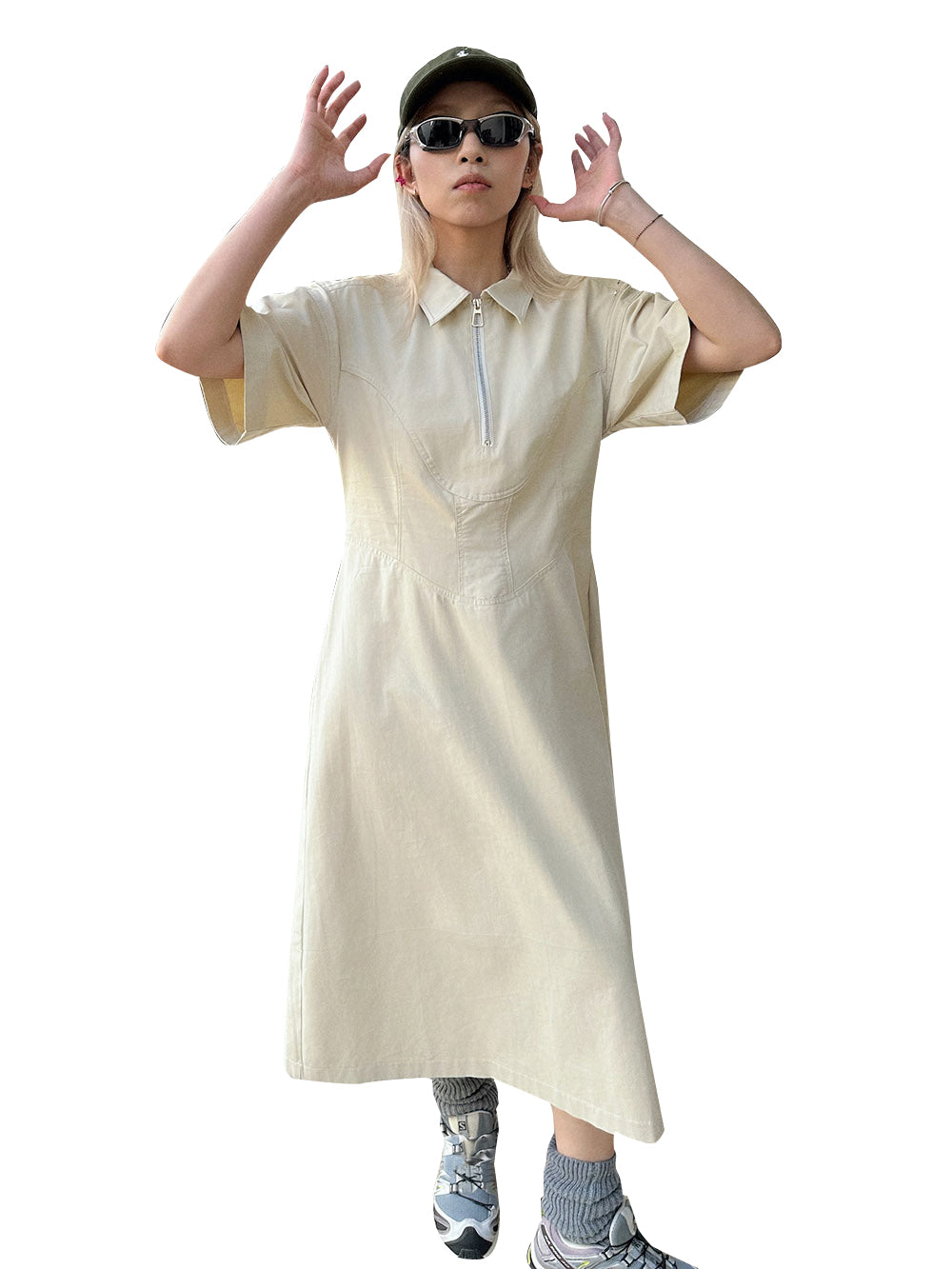 MUKTANK x TWOPLUMGIRLS Waist-Defining One-Piece Dress