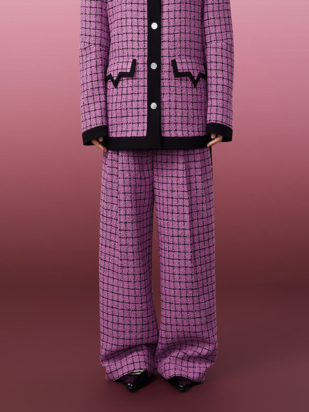 MUKZIN Purple Plaid Lazy Style Wide-leg Pants