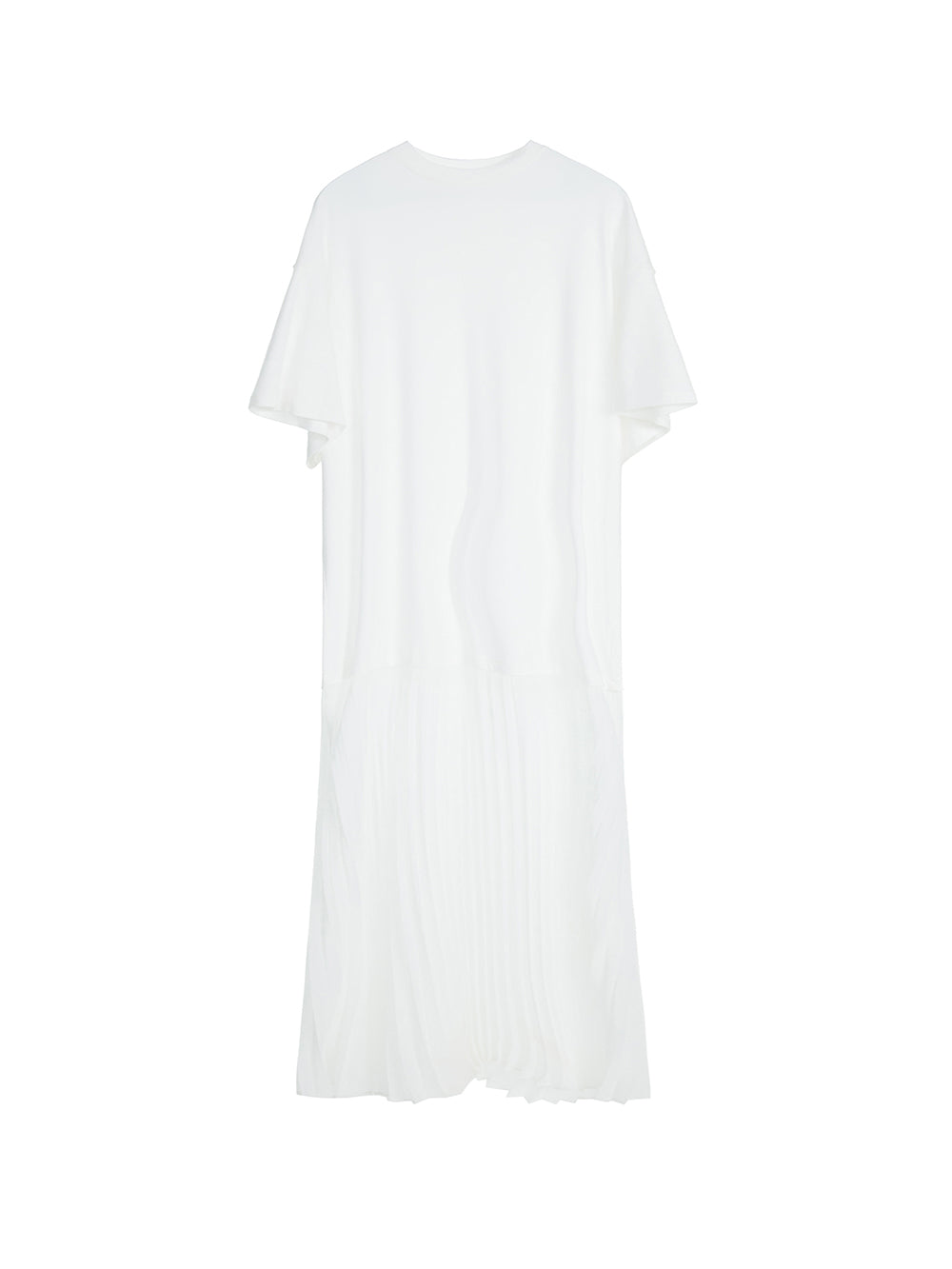 MUKTANK x MODULER Cotton Loose Pleated T-Shirt Dress White / M