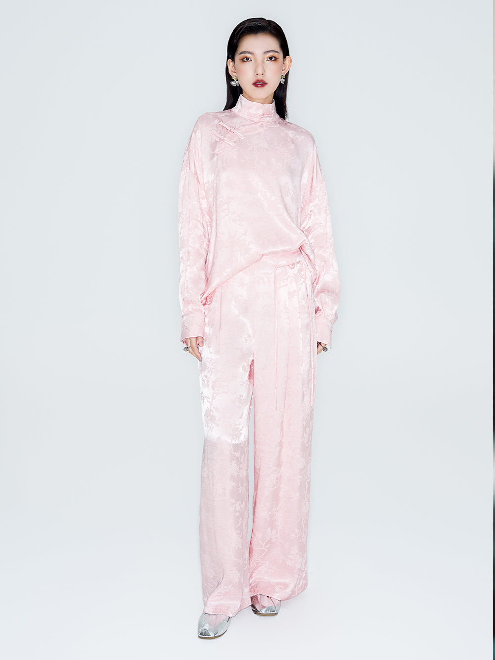 MUKZIN Linglong "Intoxicated by Flowers" - Neo-Chinese Relaxed Wide-Leg Trousers