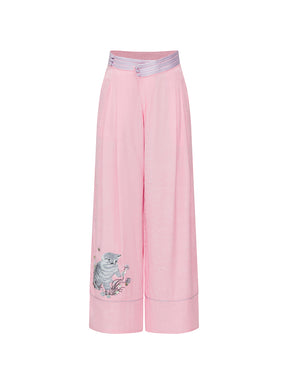 MUKZIN Pink Jacquard Loose New Arrival Durable Pants