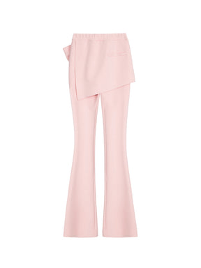 MUKTANK x MODULER Bow-Tie Stretch Fitted Bell Bottom Pants with Pearl Chain