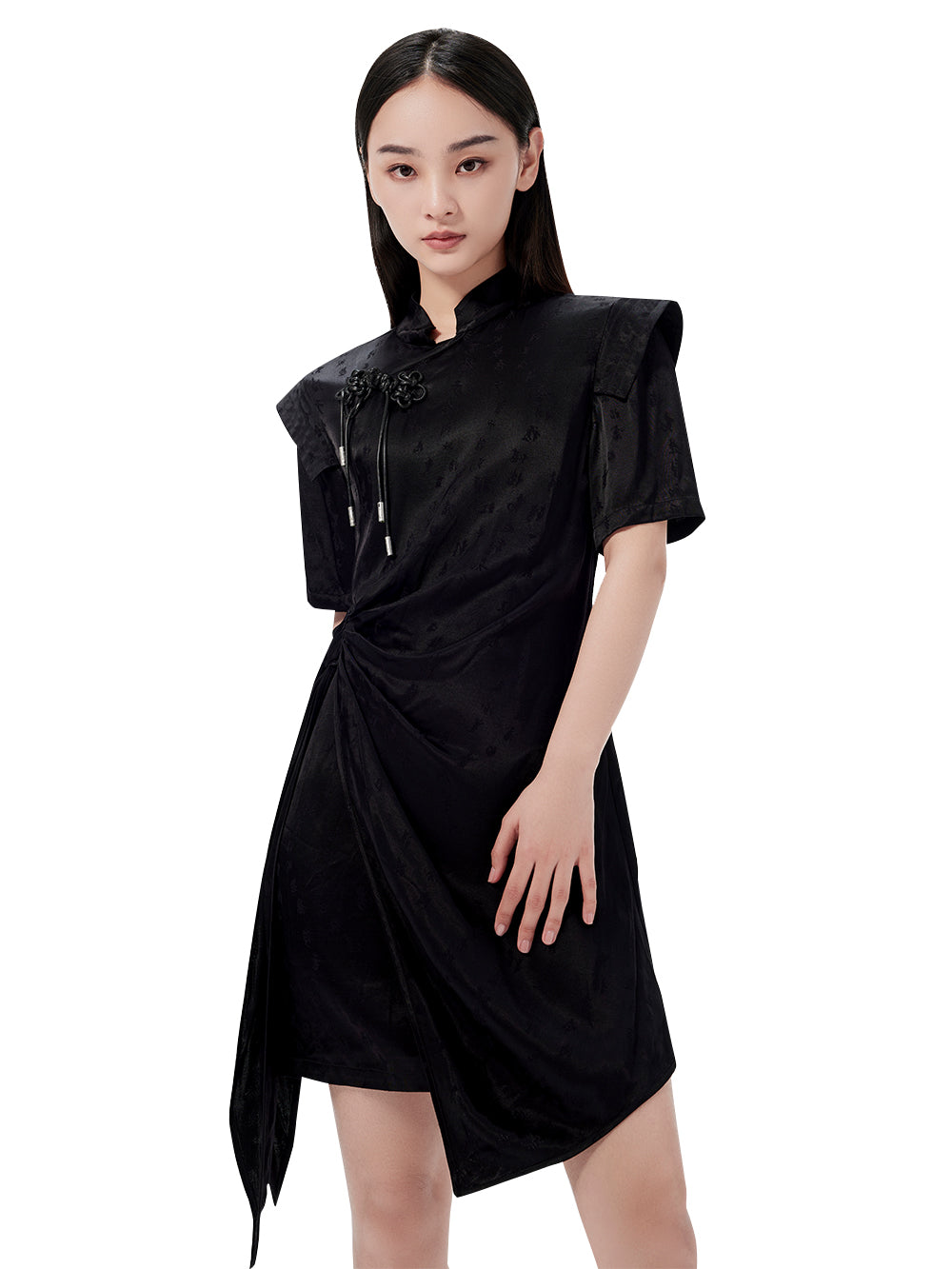 strapless open back dress MUKZIN Retro Printed Waist Design Cheongsam Dress S