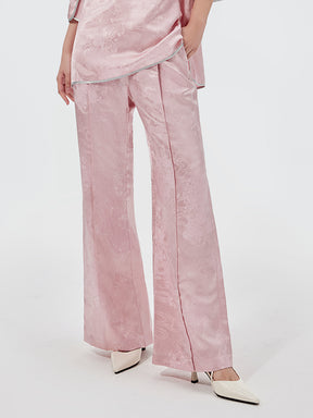 MUKZIN Jacquard High-waisted Wide-leg Pants