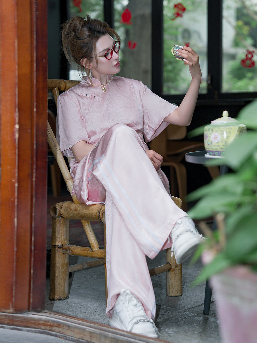 MUKZIN Pink Elegant Cheongsam Dress