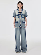 MUKZIN Vintage Denim Short-sleeved Jacket