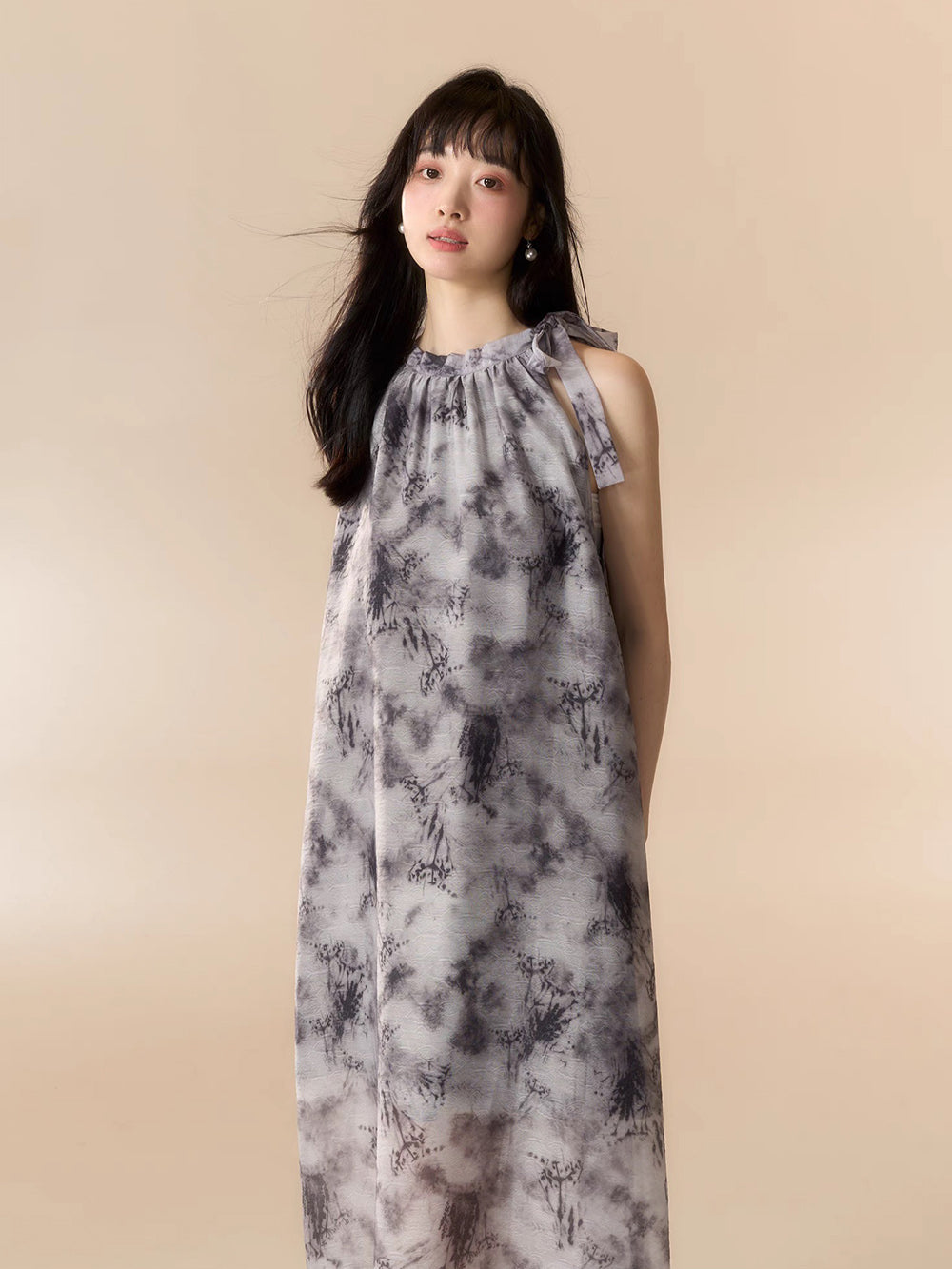 MUKTANK X LOUMUTAKU New Chinese-Style Ink Color Halter dress