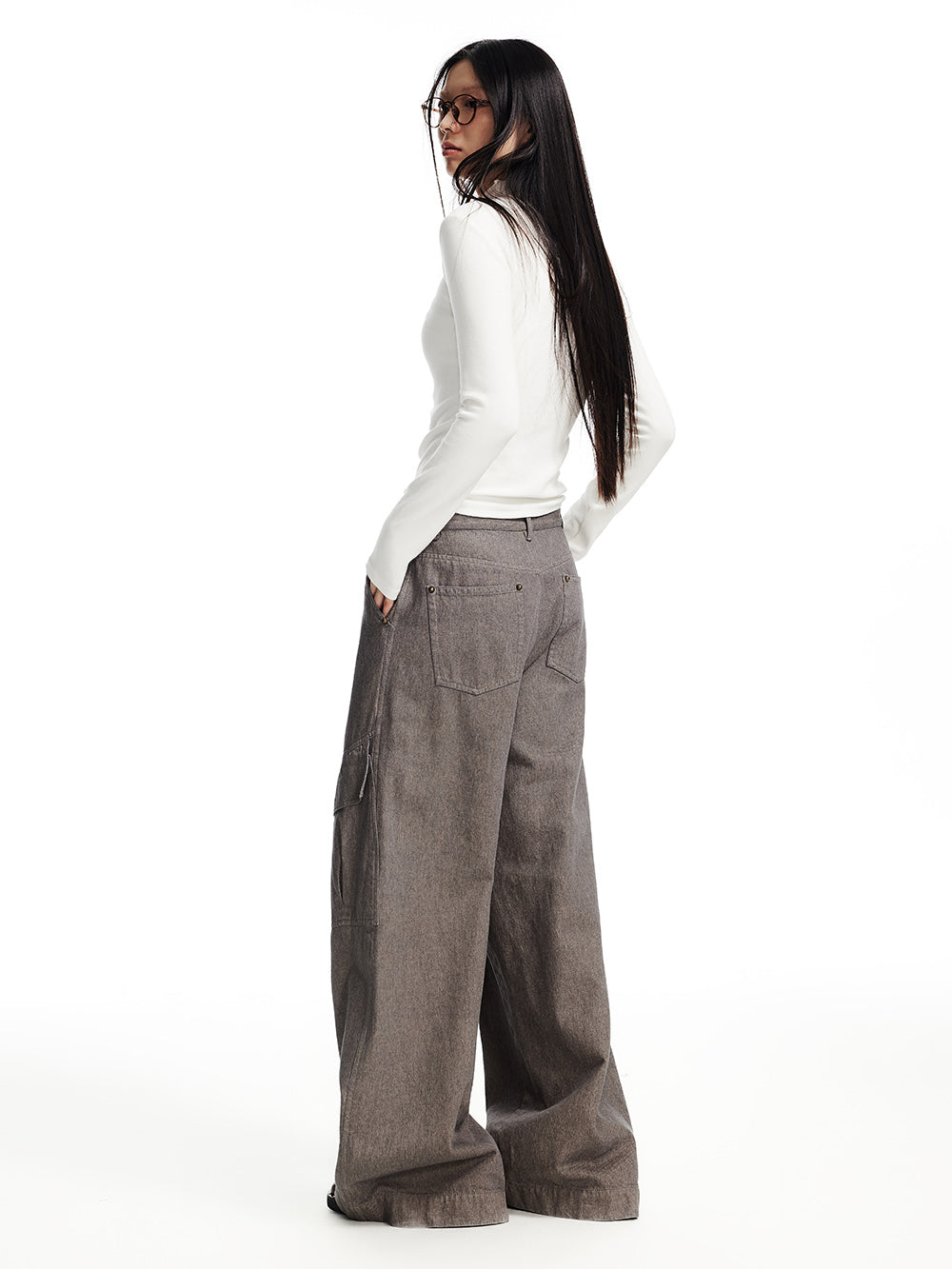 MUKTANK x WESAME LAB Vintage Loose Fit Slimming Versatile Straight Mid-High Waist Jeans