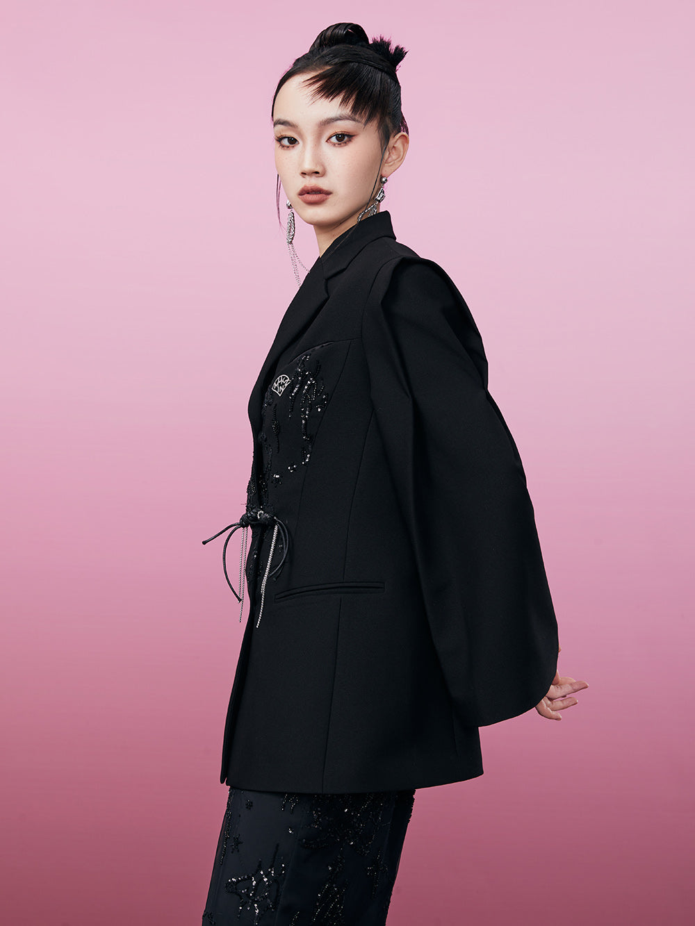 MUKZIN Sequined Black High-quality Suit