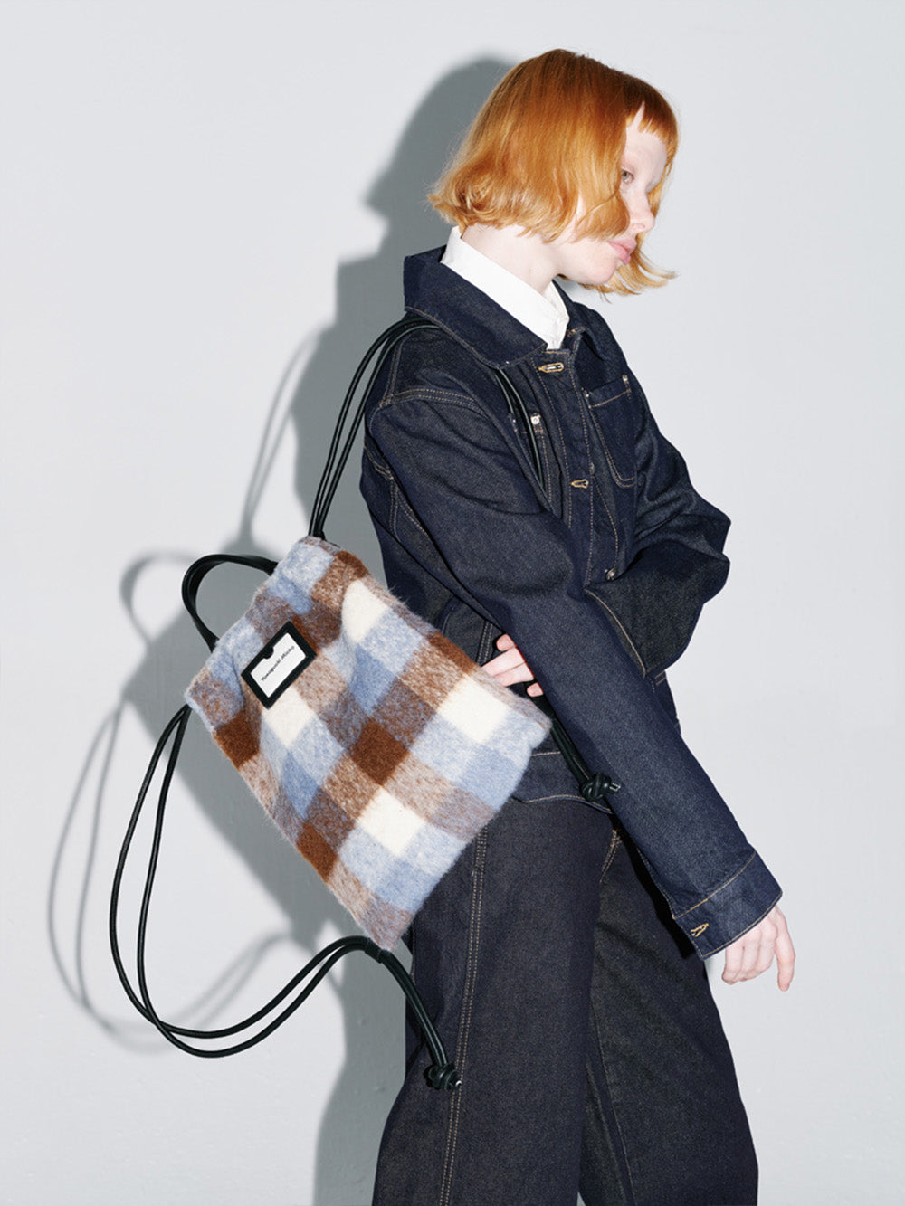 MUKTANK x Yamaguchi Mioko Checked Woolen Backpack