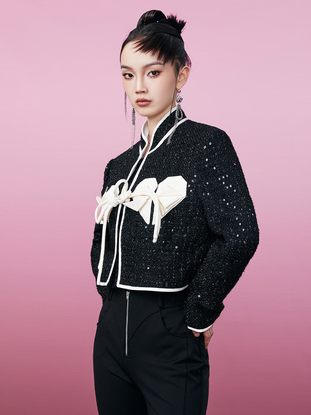 MUKZIN Stylish Short Durable 2-color Color Block Coat