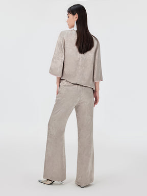 MUKZIN Jacquard High-waisted Wide-leg Pants