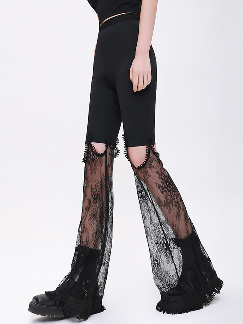 MUKTANK×CUUDICLAB Spliced Lace Flared Pants