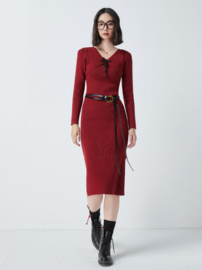 MUKTANK x CUUDICLAB False Two Piece Knitted Dress (Belt not included)