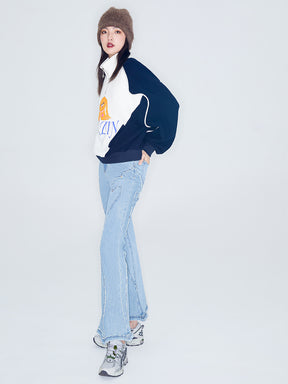 MUKZIN Linglong Series "Pretty Lady" Retro Slim Fit Denim Horseshoe Pants