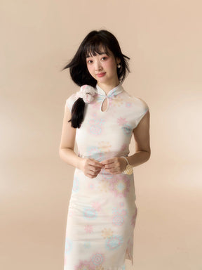 MUKTANK x LOUMUTAKU Mengze "Colorful Summer" niche girl kaleidoscope fireworks cheongsam collar dress set kaleidoscope dress