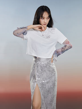 MUKZIN Classic Chinese Jacquard Casual White T-Shirt