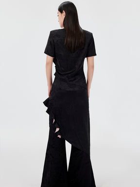 MUKZIN Black Jacquard Irregular Fungus Design Skirt