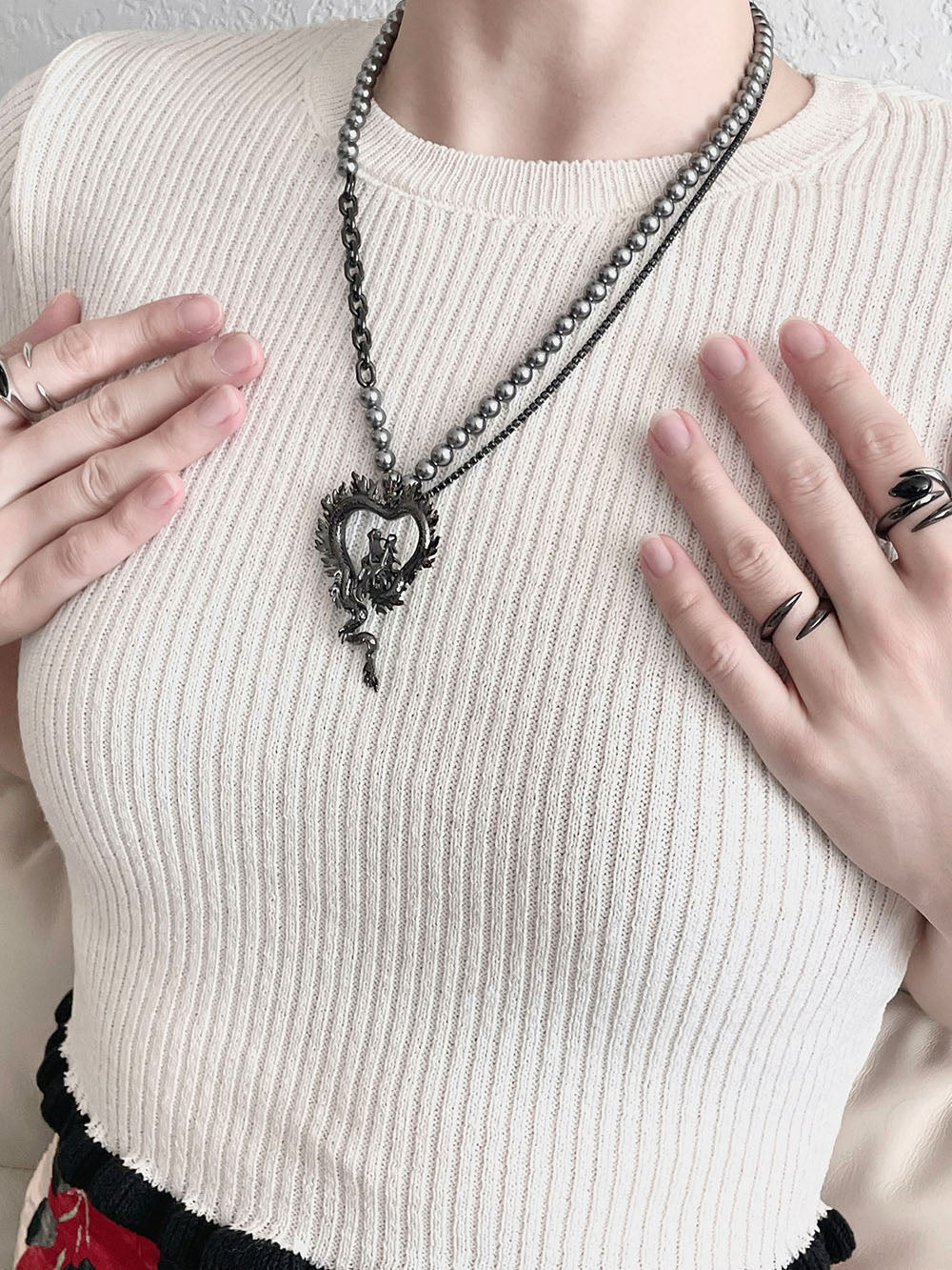 MUKTANK x Mandarin Zan Club Swimming Dragon in the Abyss Black Pearl Necklace