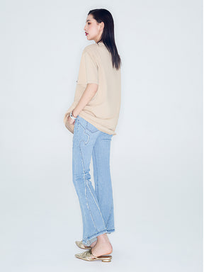 MUKZIN Linglong“Pearl” Vintage Loose Basic T-Shirt