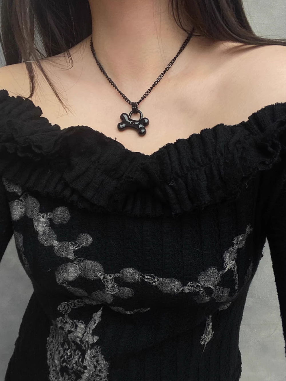 MUKTANK X WHITEHOLE Black Bone Necklace