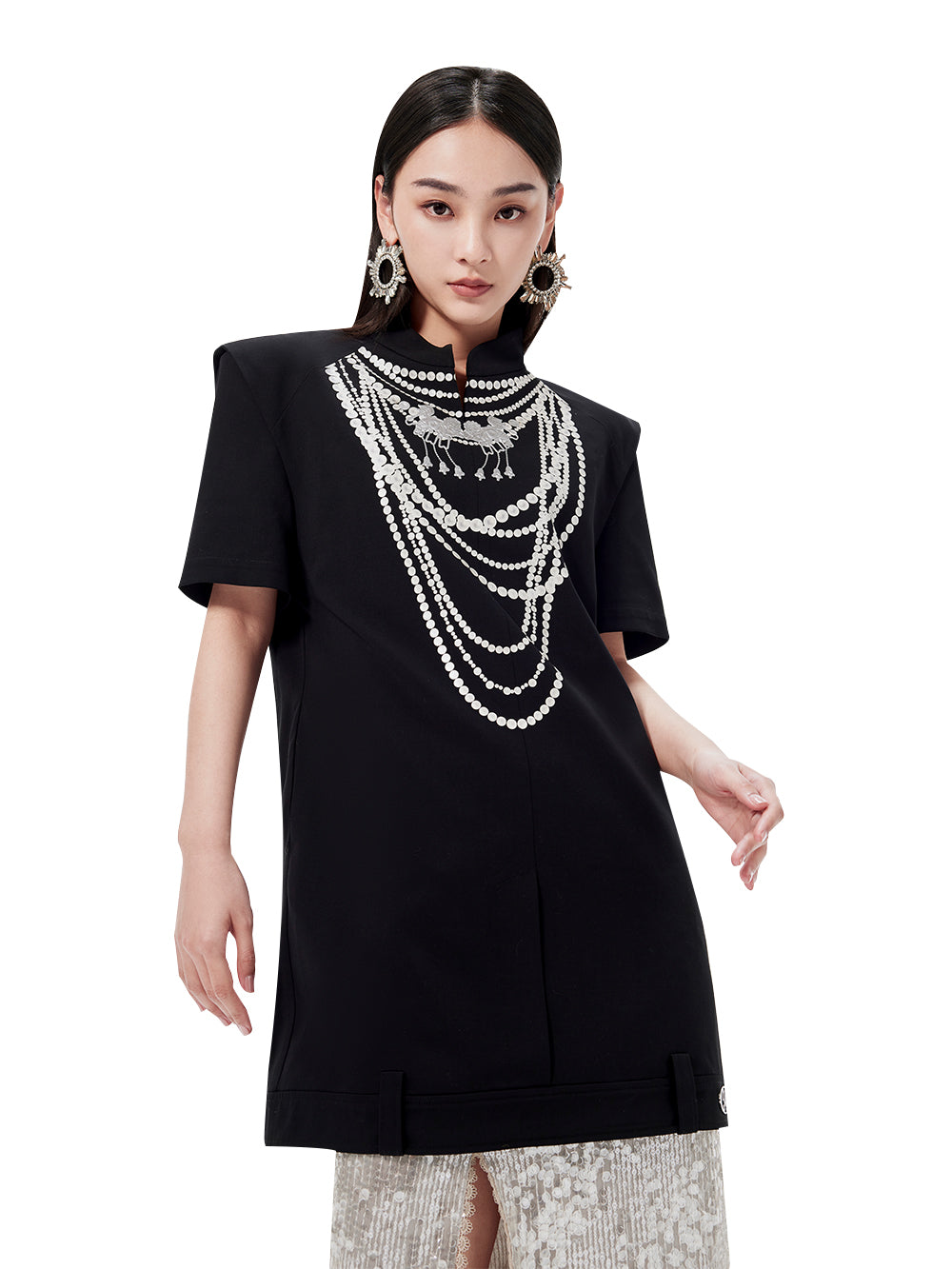 MUKZIN Chinese Style Stand Collar Loose Fashion Rivet Dress