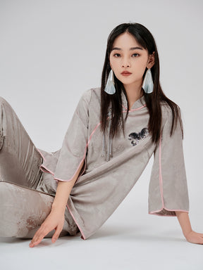 MUKZIN Chinese Jacquard Elegant Mid-sleeve T-shirt