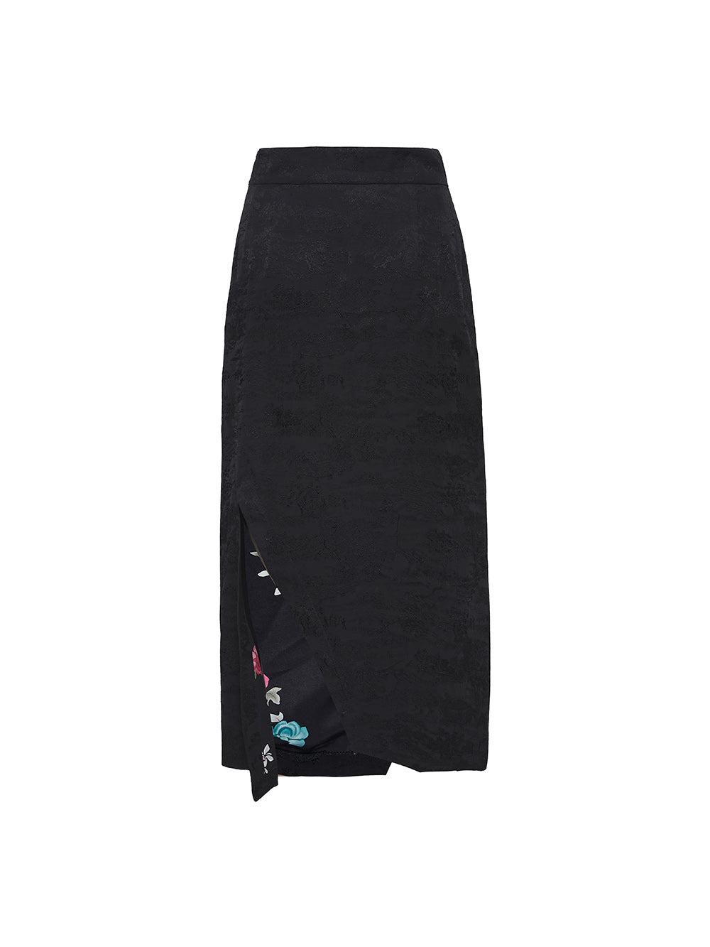 MUKZIN Linglong Asymmetric Diagonal Slit Midi Skirt