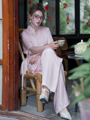 MUKZIN Pink Elegant Cheongsam Dress