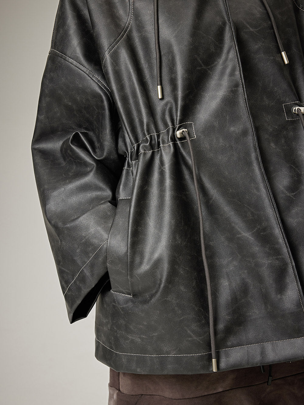 MUKTANK  Retro PU Leather Coat