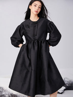 MUKTANK x CUUDICLAB Black Jacquard Floral Dress