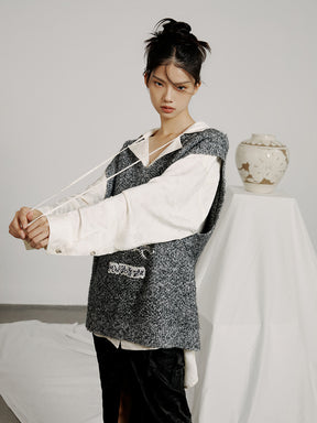 MUKZIN Embroidered Gray Fashionable Versatile Casual Vest