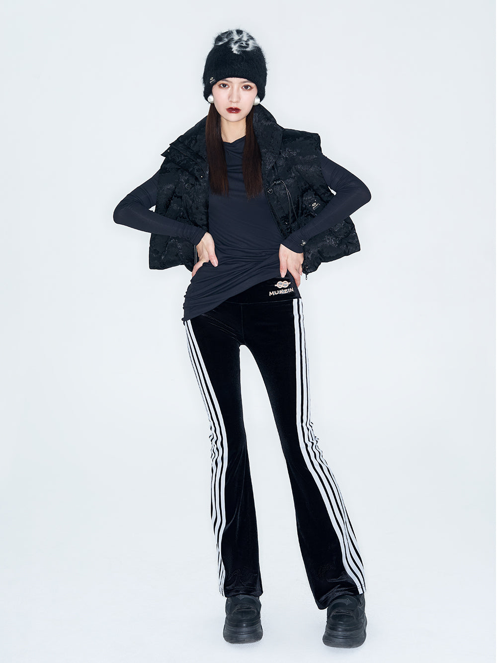 MUKZIN Linglong "Disco" Vintage Velvet Sporty Flared Pants