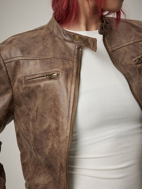 MUKTANK  Retro PU Leather Jacket