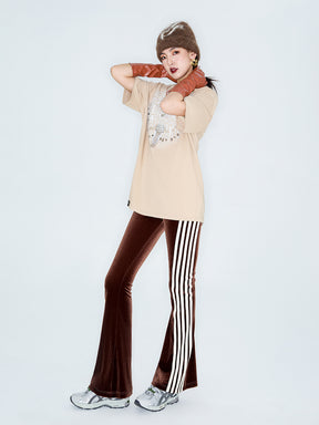 MUKZIN Linglong "Disco" Vintage Velvet Sporty Flared Pants