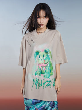 MUKZIN Loose 2-color Versatile Slit Casual Comfortable T-shirt