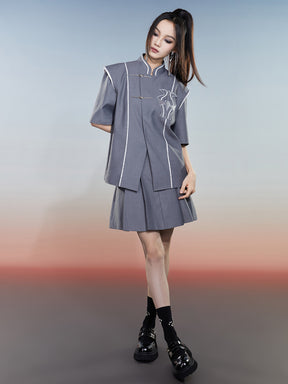 MUKZIN Chinese Style Gray Loose Simple Shirt