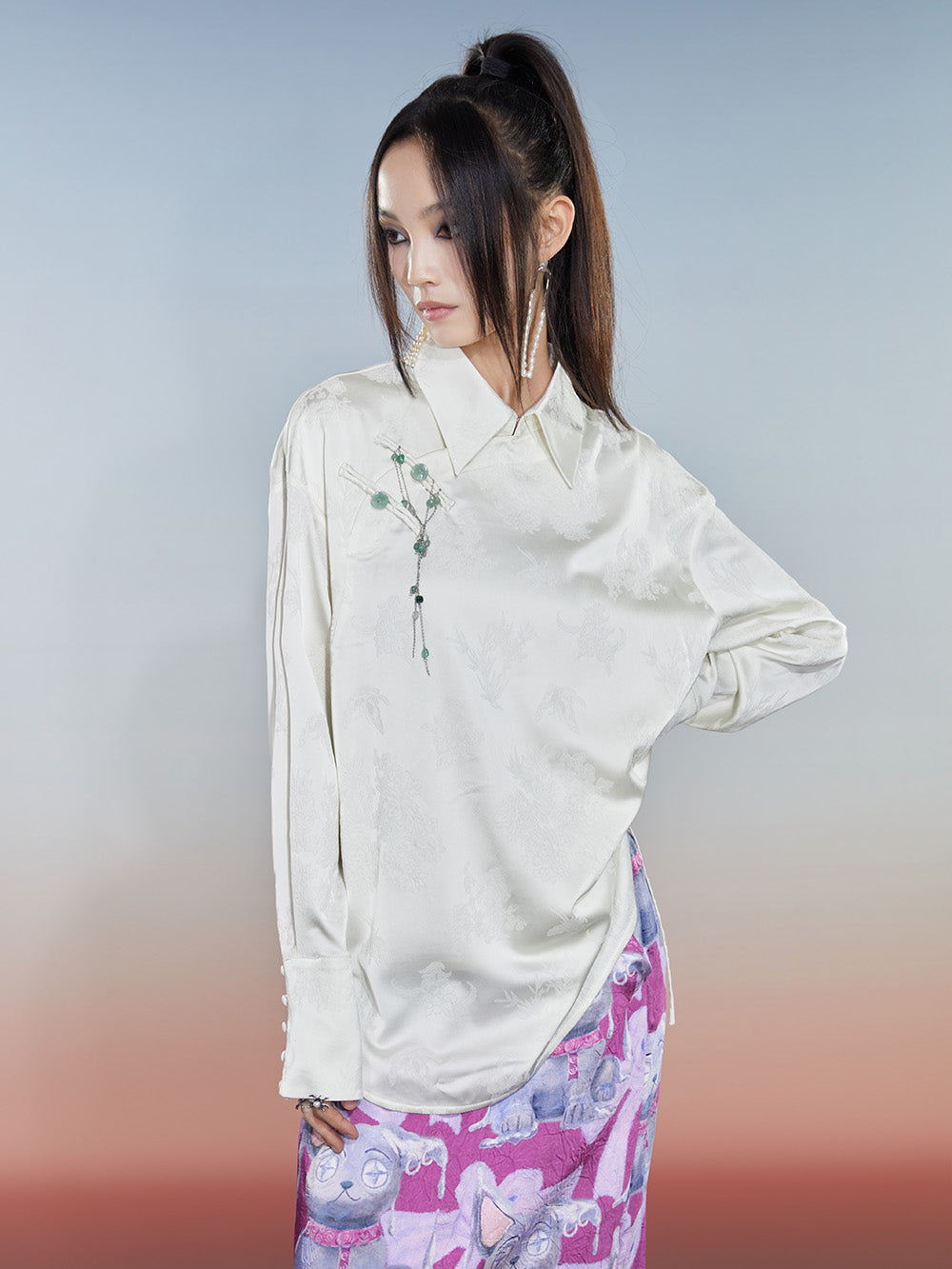 MUKZIN New Chinese Style White Simple Shirt