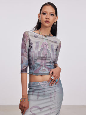 MUKTANK x Damage Asia Maze Castle Mesh Dress Set(Top+Skirt)