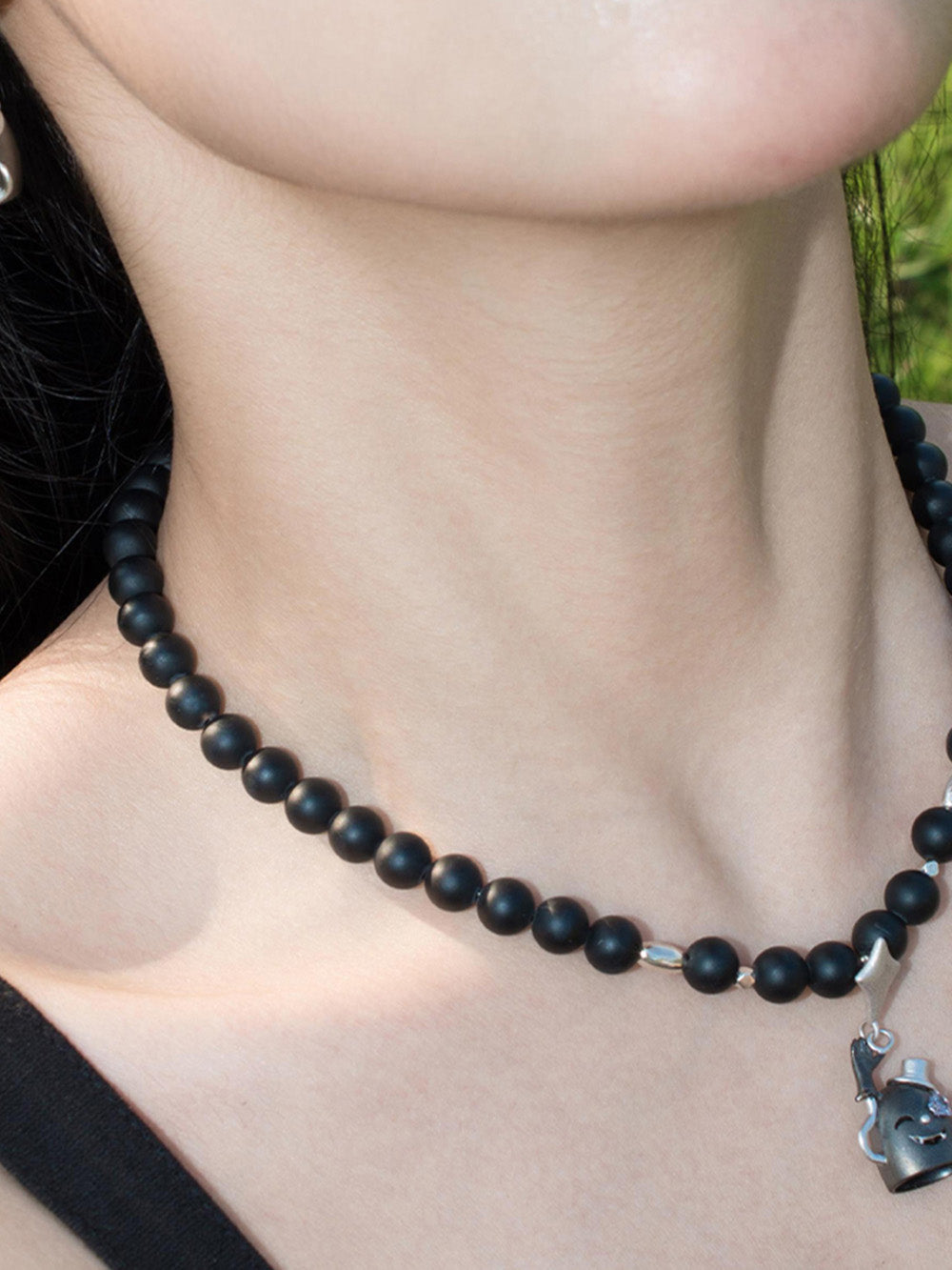 MUKTANK X QUANDO Starwizard Black Agate Beaded Necklace