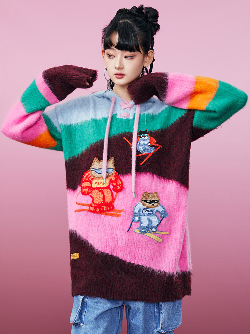 【BAON】[unisex] Kodilo color lettering brushed over sweatsh BAON (バオン) - [男女兼用]コーデロカラーレタリング裏起毛