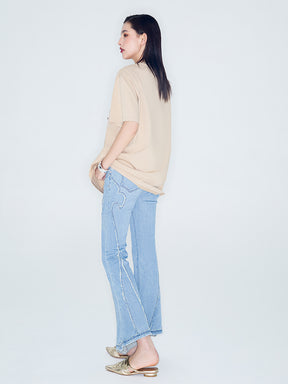 MUKZIN Linglong Series "Pretty Lady" Retro Slim Fit Denim Horseshoe Pants