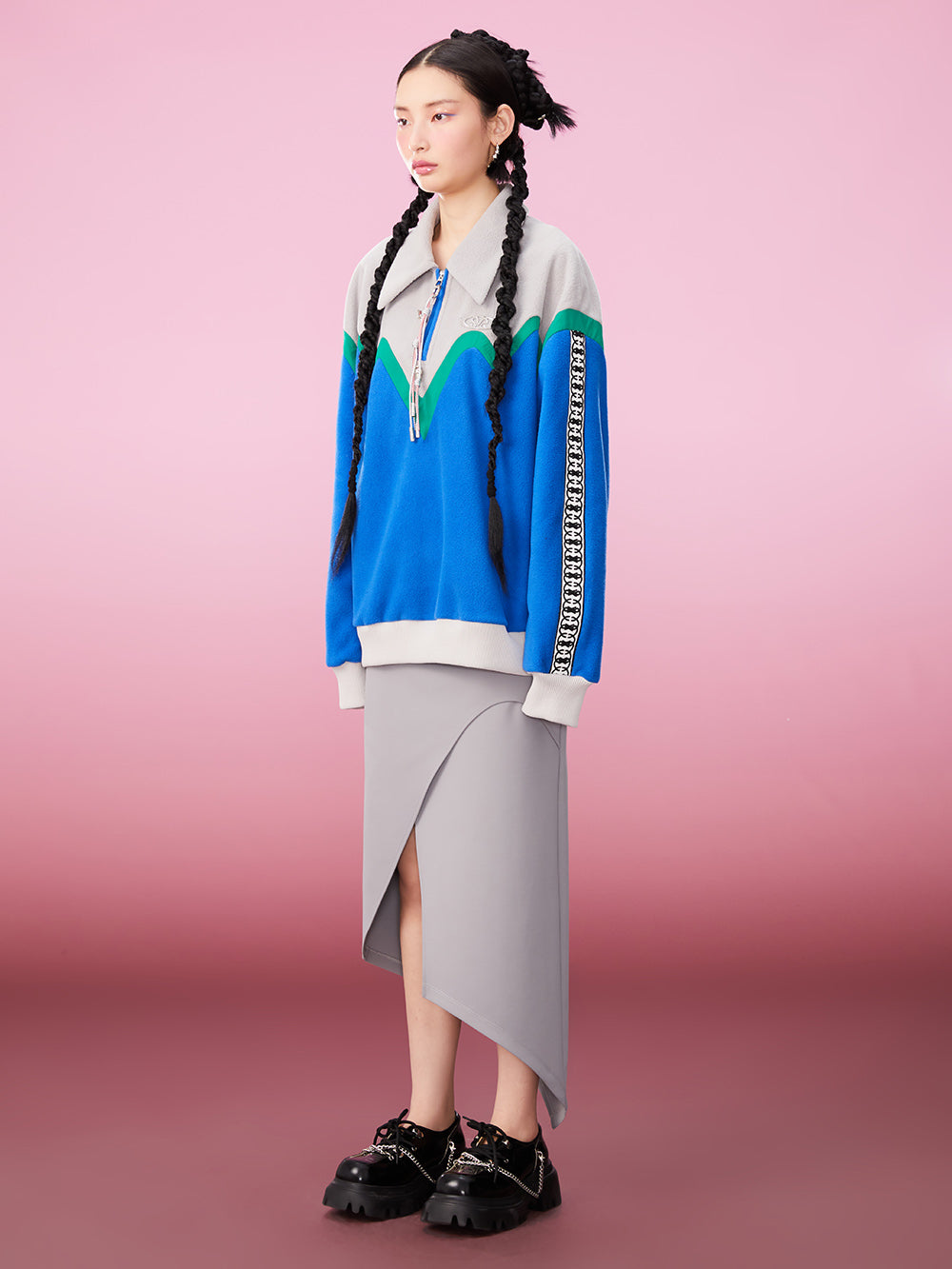 MUKZIN Color Block Warm Versatile Casual Style Comfortable Sweatshirt