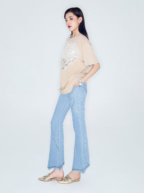 MUKZIN Linglong“Pearl” Vintage Loose Basic T-Shirt