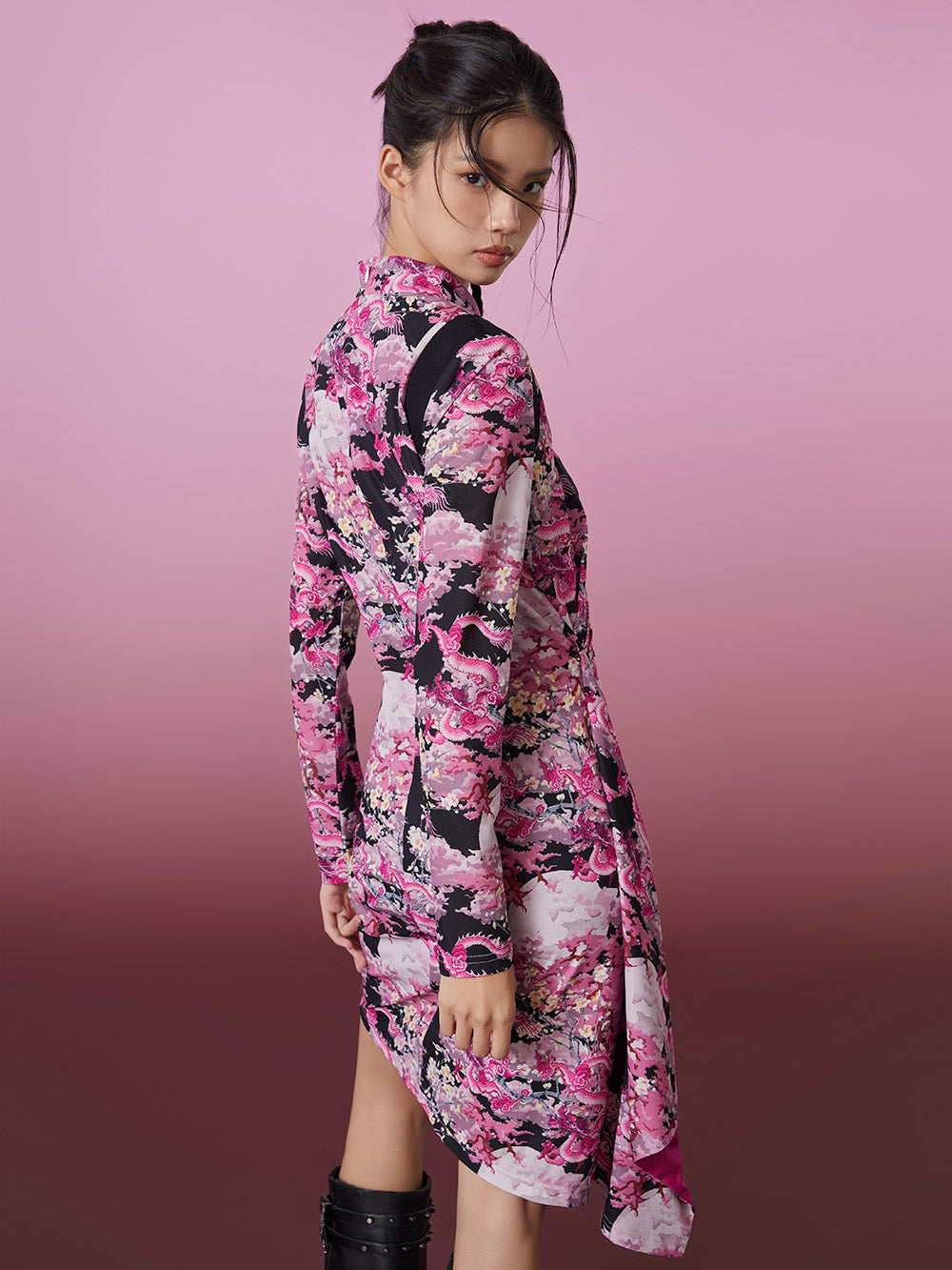 MUKZIN Plum Blossom Dragon Printed Cheongsam