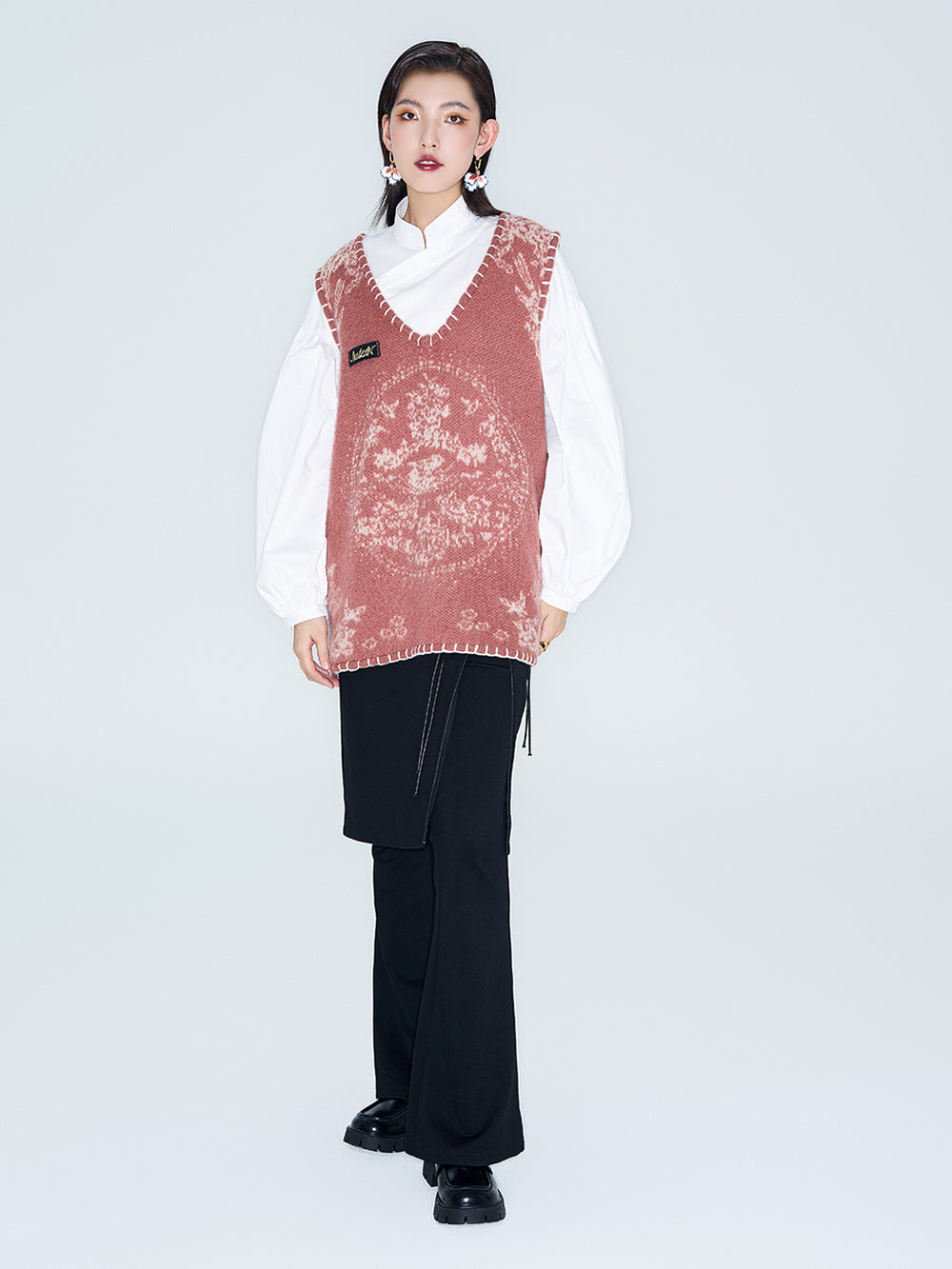 MUKZIN Linglong "Mandarin Duck"  Mohair Knitted Large Round Collar Vest