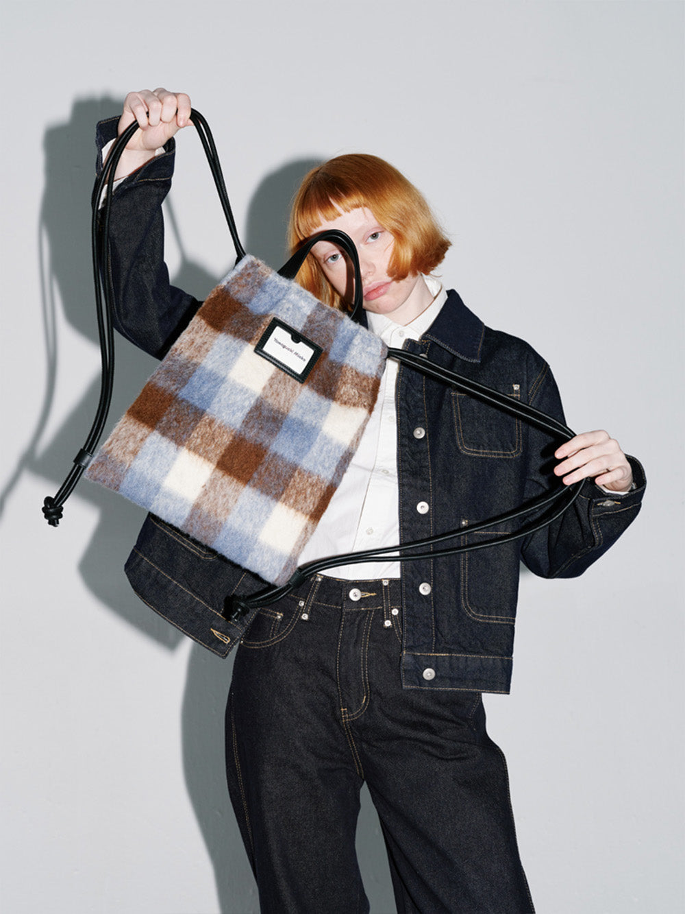 MUKTANK x Yamaguchi Mioko Checked Woolen Backpack