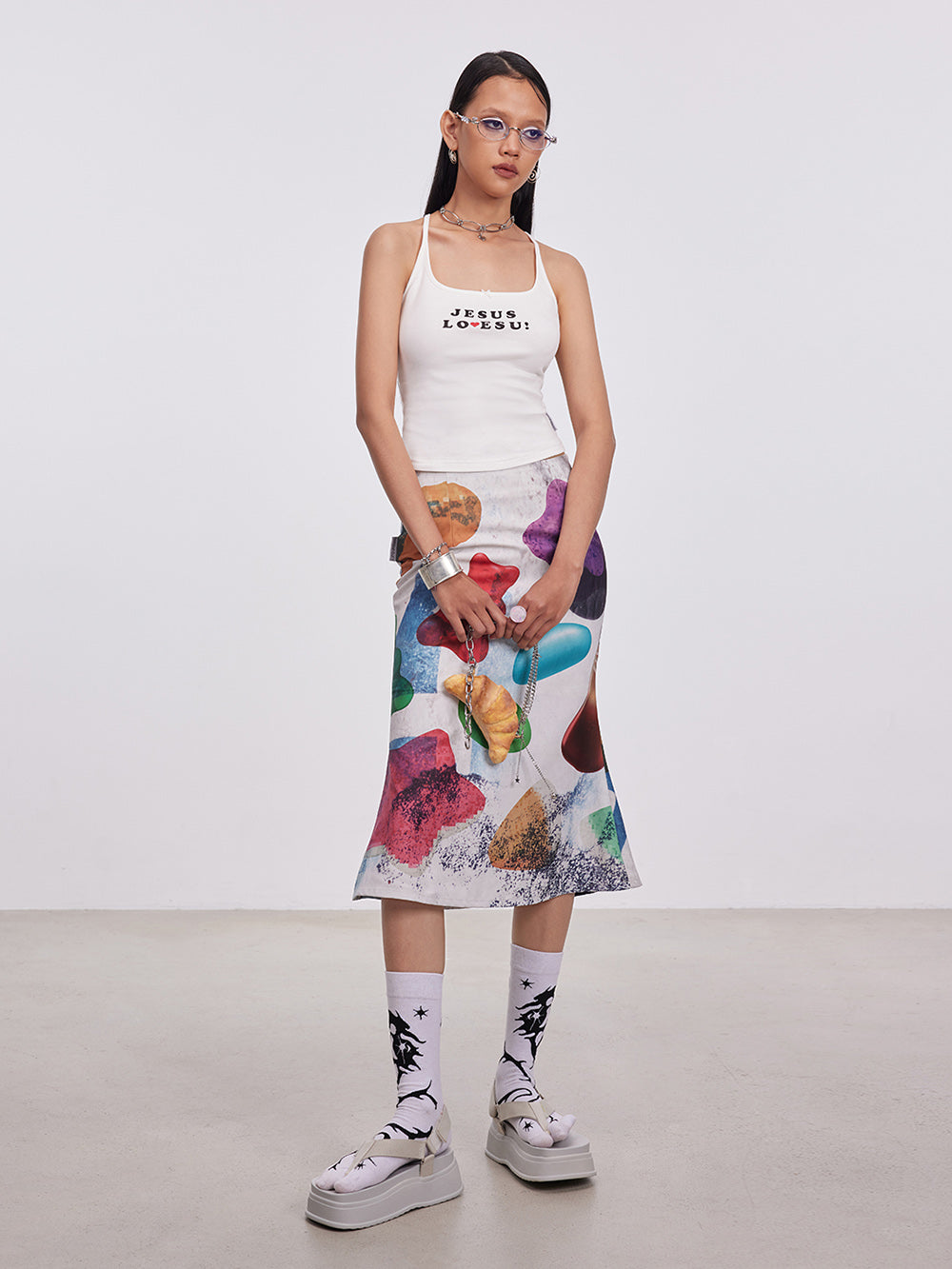 MUKTANK x Damage Asia Bear-shaped Gummy Candy Print Mermaid Skirt