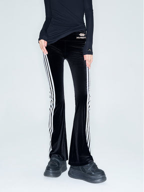 MUKZIN Linglong "Disco" Vintage Velvet Sporty Flared Pants